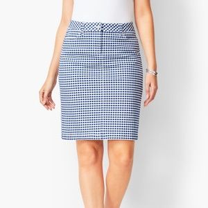 Talbots Gingham Blue & White A-Line Cotton Skirt Size 8P